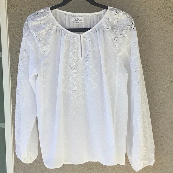 Velvet Eyelet Peasant Blouse - Picture 13 of 14